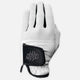 Gray glove with black logo on a white background