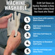 CLAW Golf Gloves machine washability guide with text and image of a person holding a glove.
