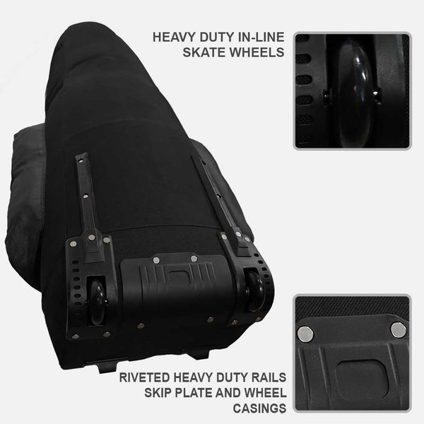 Black scooter seat with heavy-duty components on a white background