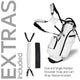 White golf bag with shoulder strap and cart strap sleeve on a white background
