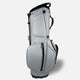 Gray golf bag with black accents on a white background