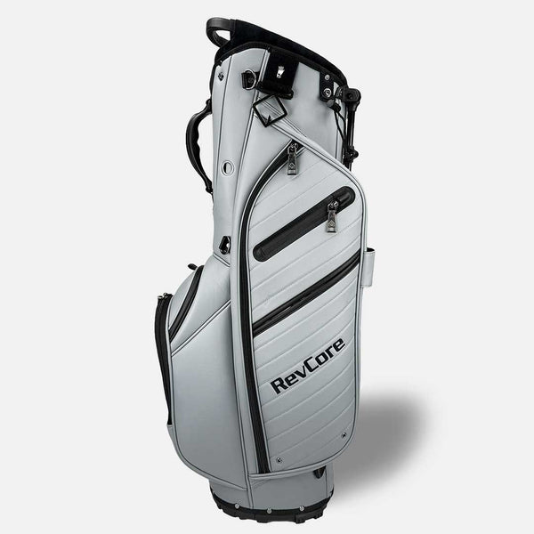 White golf bag with black accents and 'RevCore' branding on a white background