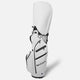White golf bag with black accents on a white background